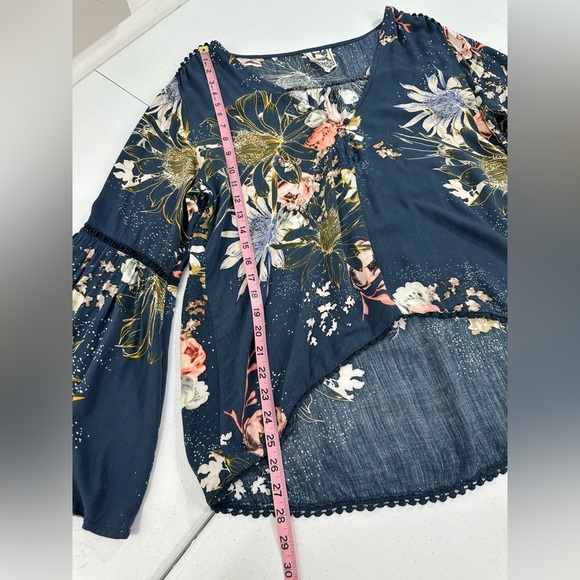 Jaase Floral Bell Sleeve Boho Blouse Tunic Festival Romantic Vibe Poet Top Small - Picture 6 of 14